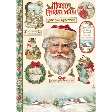 stamperia papier ryzowy a4 classic christmas u mikolaja