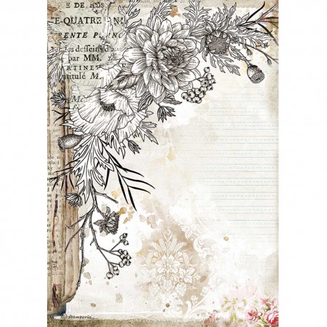 stamperia papier ryzowy a4 journal karta stylizowana