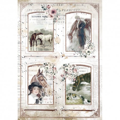 stamperia papier ryzowy a4 romantic horses 4 ramki