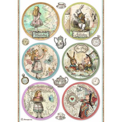 stamperia papier ryzowy a4 alice forever 6 okraglych deko