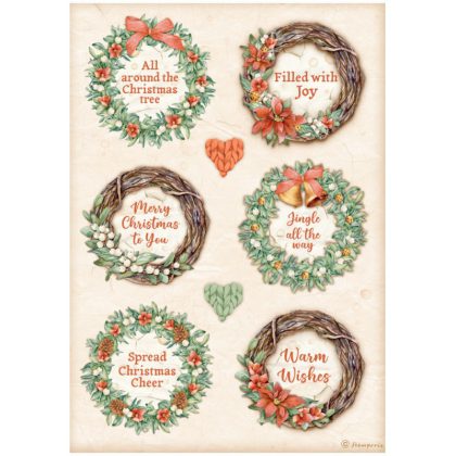 stamperia papier ryzowy a4 all around christmas 6 wiankow