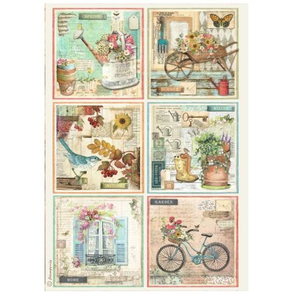 stamperia papier ryzowy a4 garden 6 obrazkow